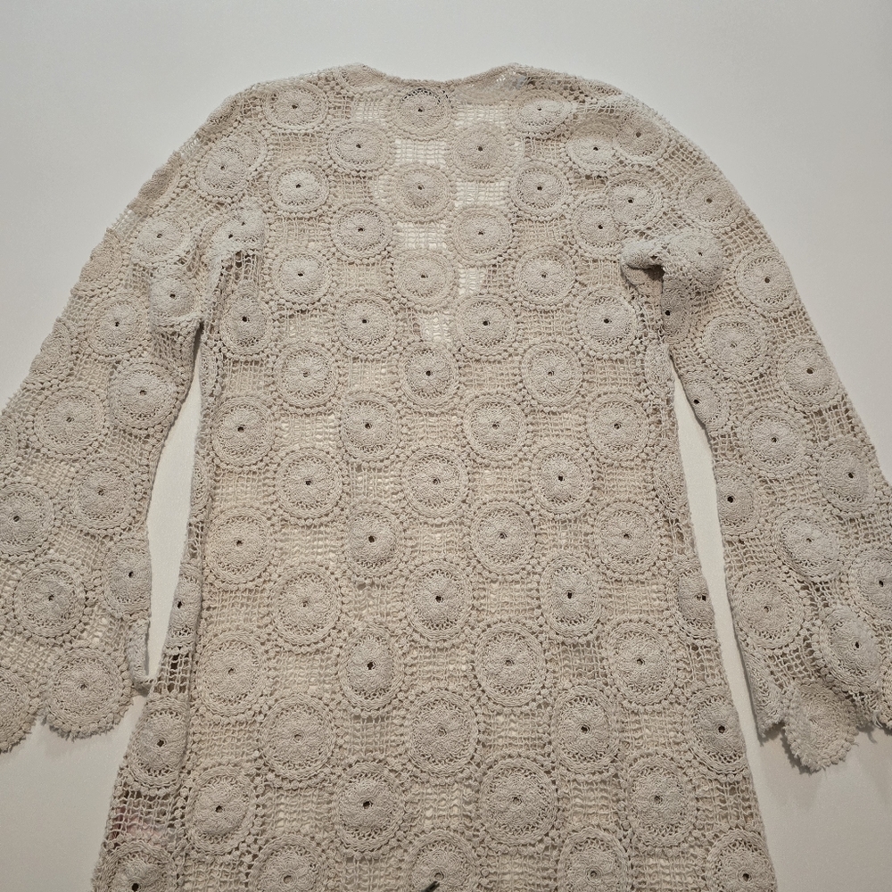 Ronny Kobo Sheer Crochet Casual Dress Cotton Long sleeves V-neck Pull-on Size M - Picture 10 of 13
